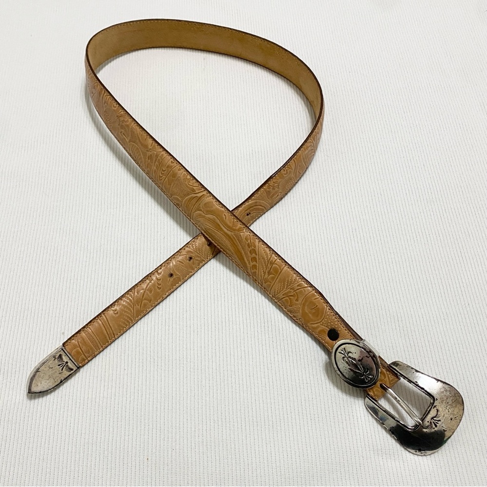 Justin Boots Leather Cowhide Tooled Leather Western Cowboy Belt
